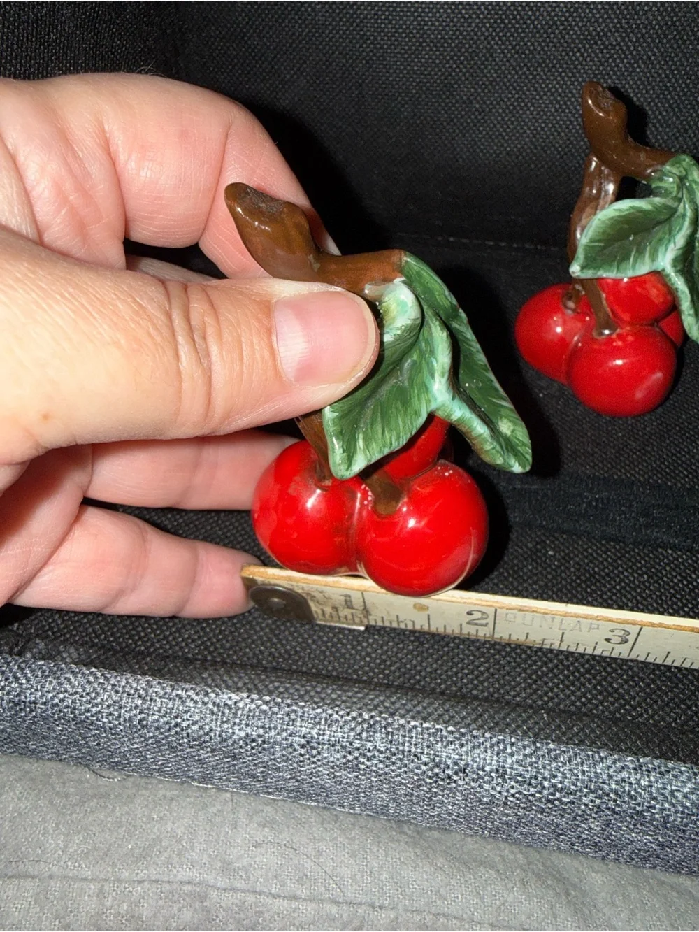 Ceramic Red Cherry Salt and Pepper Shaker Hand painted  Set #5